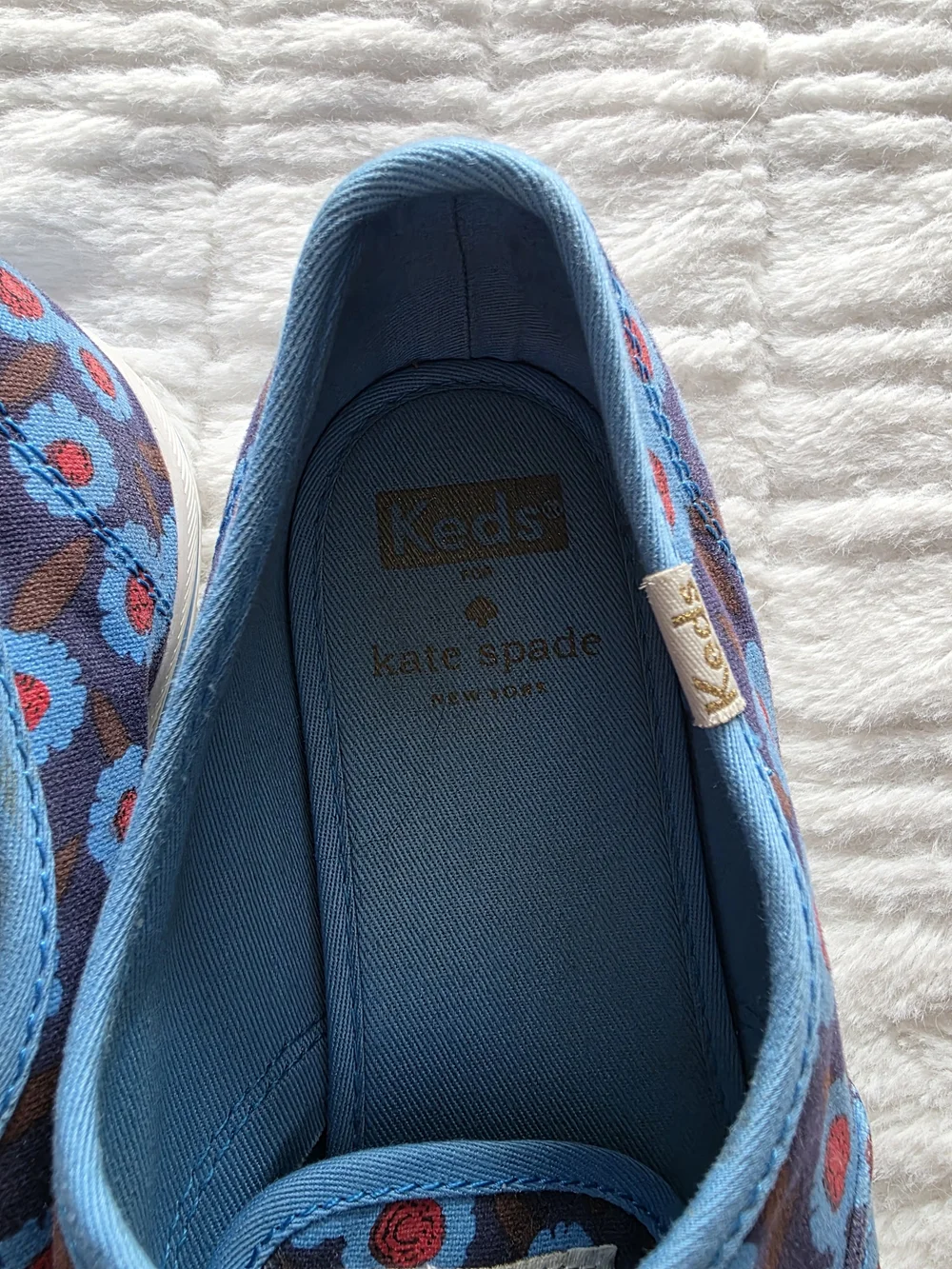kate spade blue floral canvas slip-on sneakers